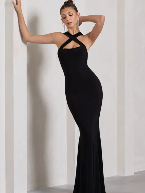 Halter Neck Bodycon Maxi Dress